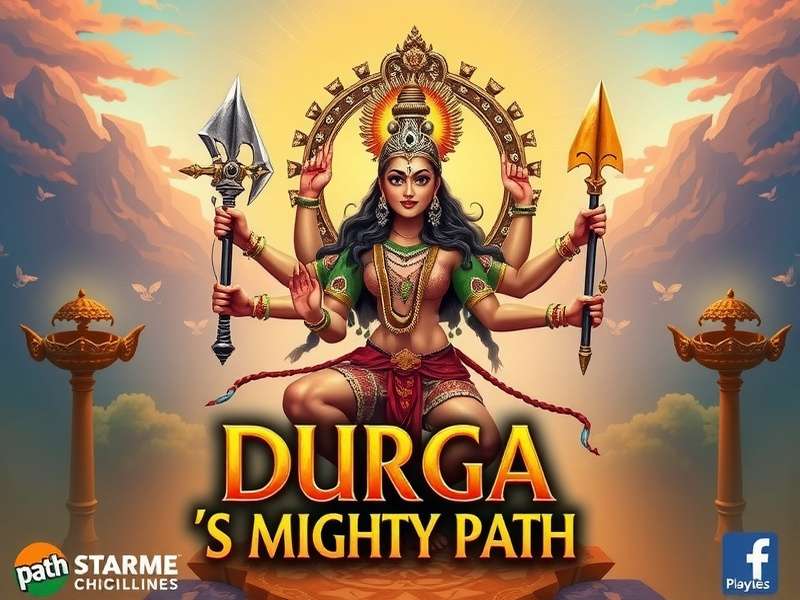 Durga S Mighty Path game cover featuring Goddess Durga with her weapons